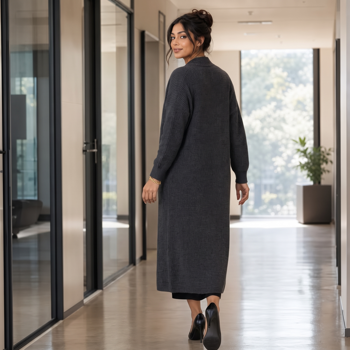 Ribbella – Ribbed Knit Longline Cardigan