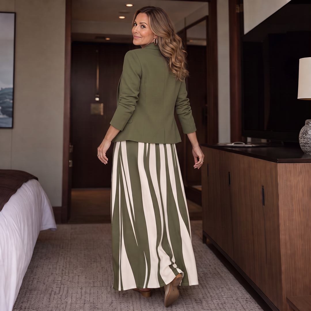 Linea Grace – Geometric Print Jacket And Maxi Dress Set