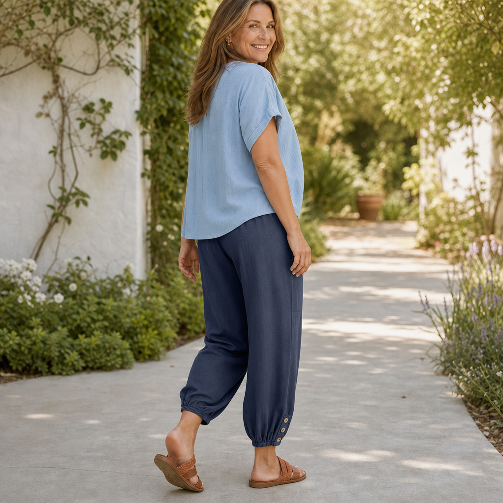 Wearbella – Wide-Leg Linen Blend Drawstring Pants