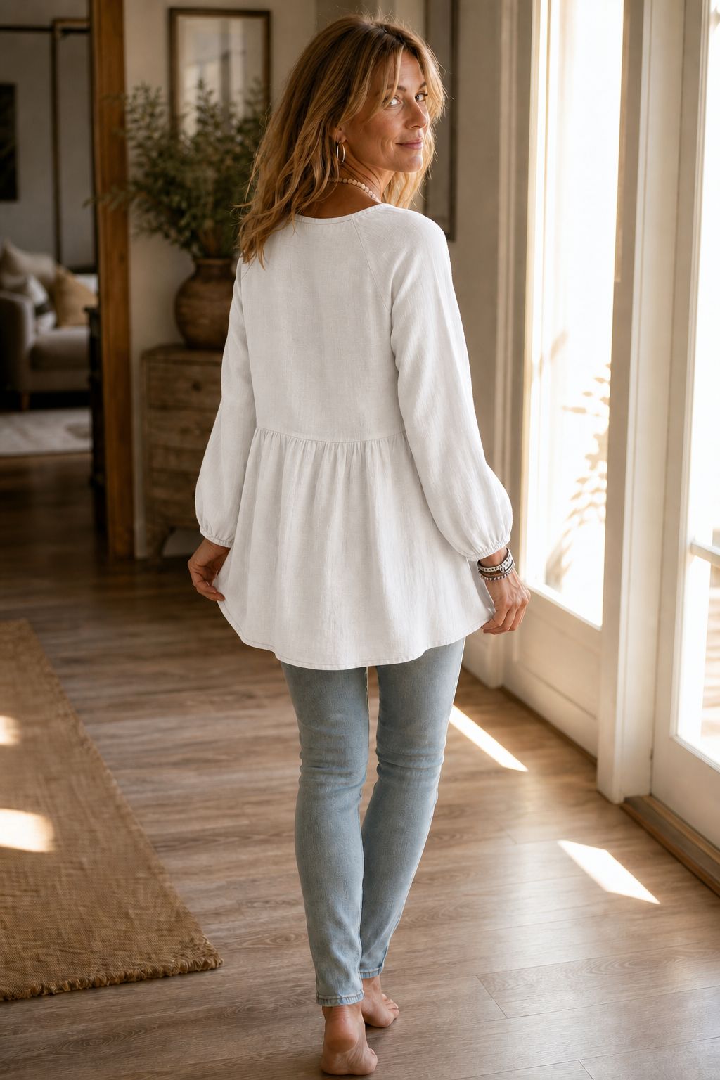Wearbella – Gathered-Waist Babydoll Blouse
