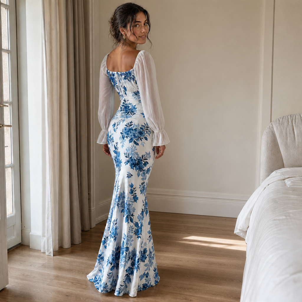 Wearbella – Floral Tie-Front Mermaid Maxi Dress