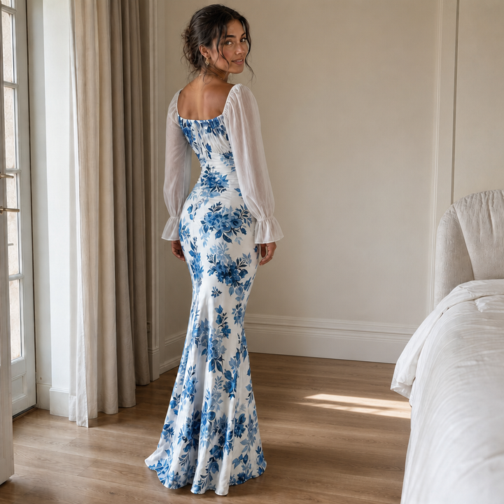 Wearbella – Floral Tie-Front Mermaid Maxi Dress
