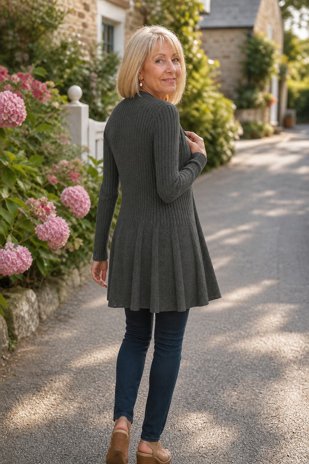 Wearbella – Open-Front Waterfall Knit Cardigan