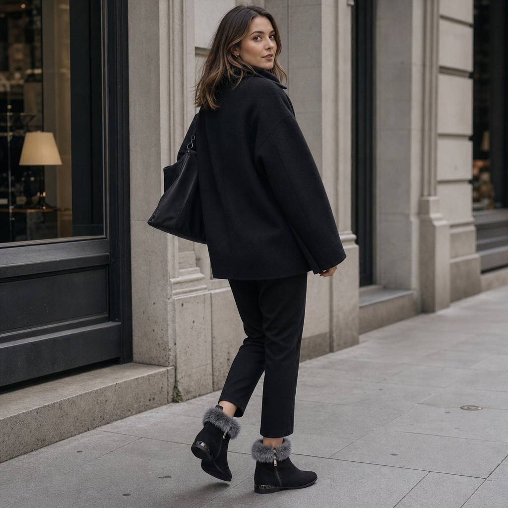 Veloura – Plush Cuff Synthetic Leather Ankle Boots