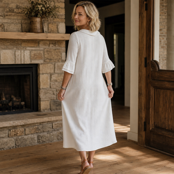 Solvane – A-Line Round Neck Midi Dress