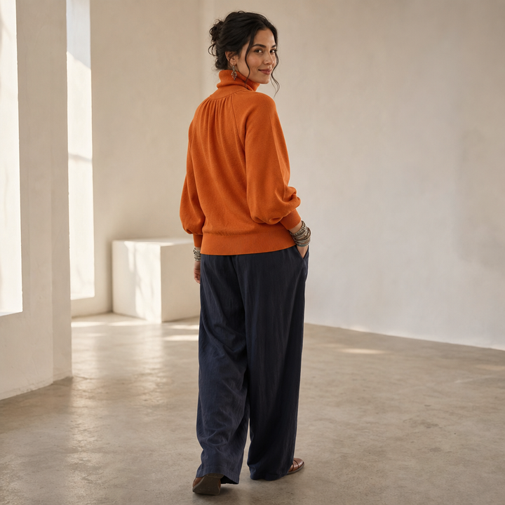 Pleatelle – Pleated Shoulder Lantern Sleeve Knit Sweater