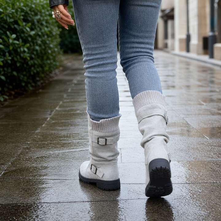 Calfden – Ribbed Cuff Lug Sole Slouch Boots