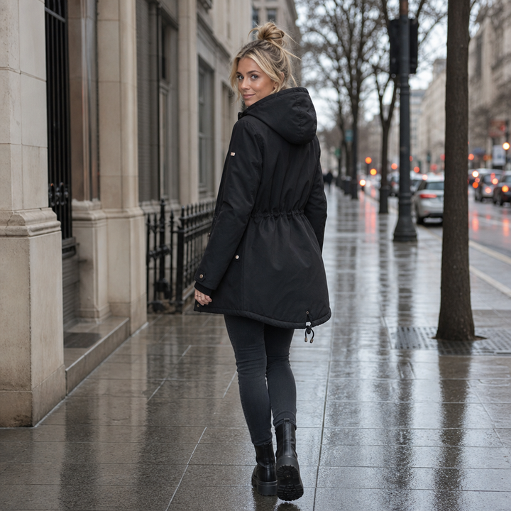 Warmbella – Fleece-Lined Waist-Defining Padded Parka