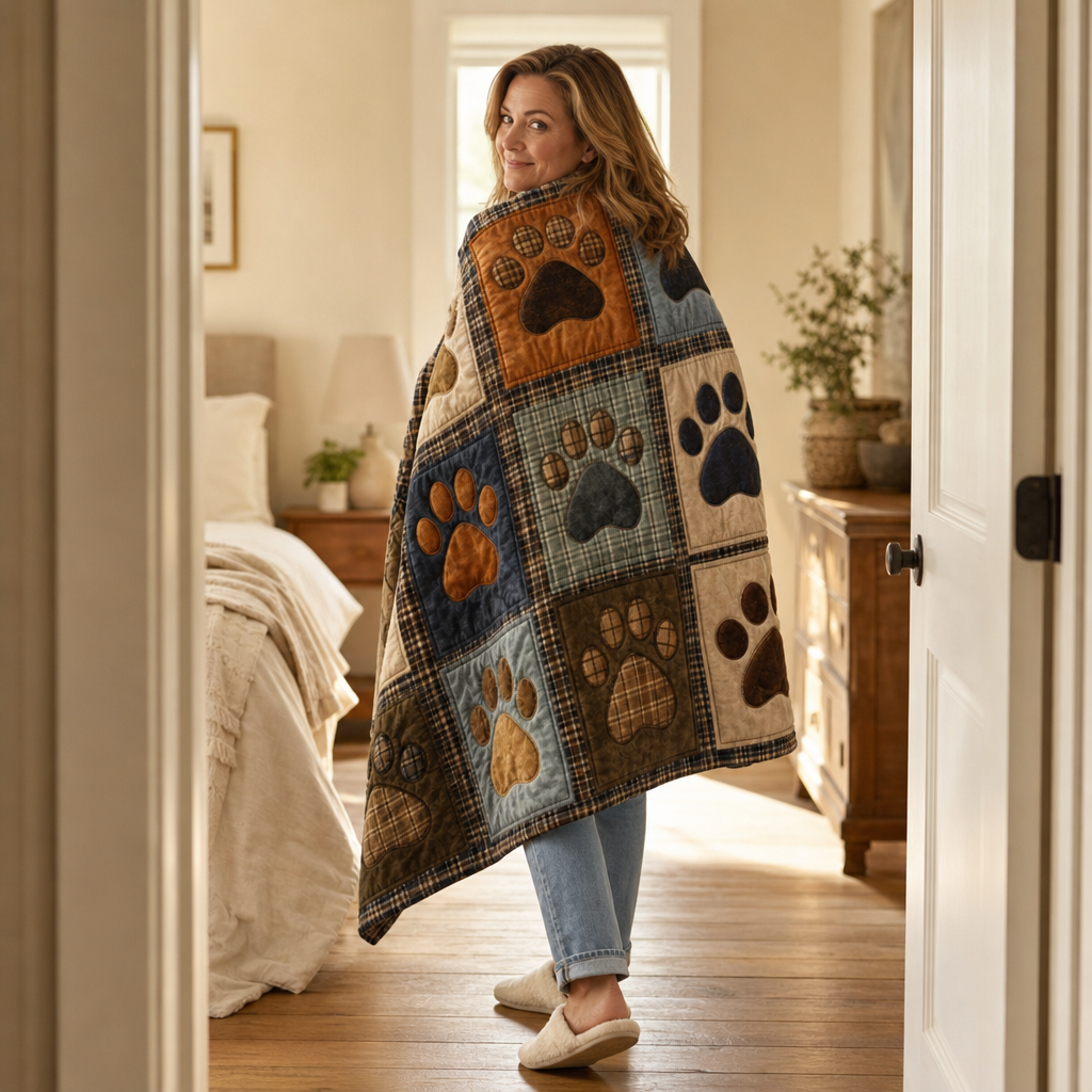 Pawhaven – Printed Paw-Print Flannel Blanket