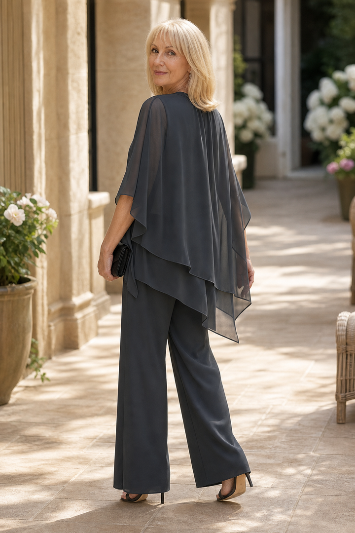 Draperie – Asymmetric Drape Overlay Wide-Leg Pant Set