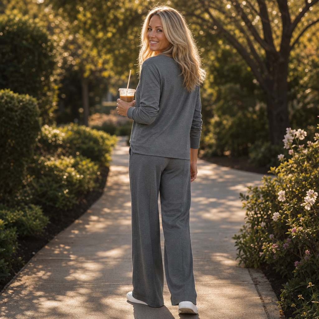 Wearbella – V-Neck Knit Top And Wide-Leg Pants Set