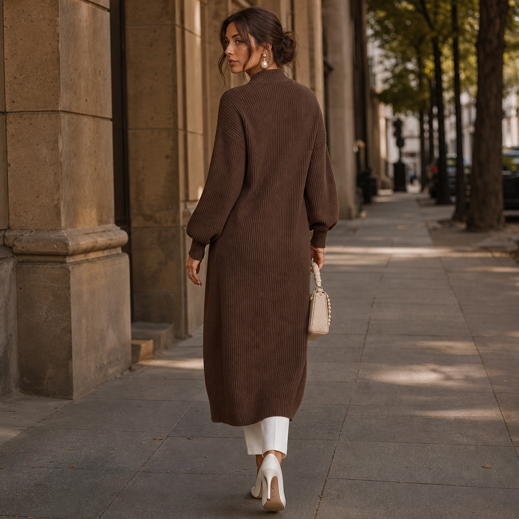 Wearbella – Gold-Tone Button Asymmetric Ribbed Knit Tunic