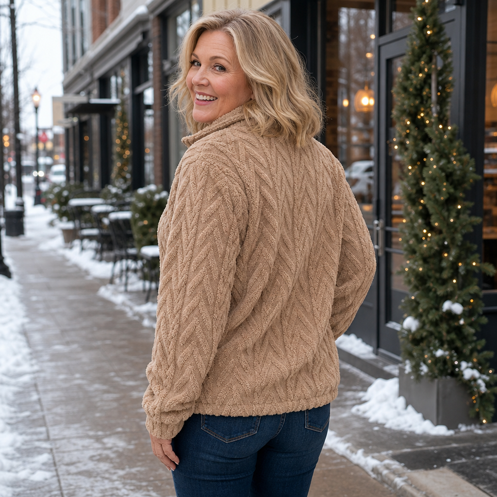 Cable & Cozy – Cable-Knit Quarter-Zip Pullover