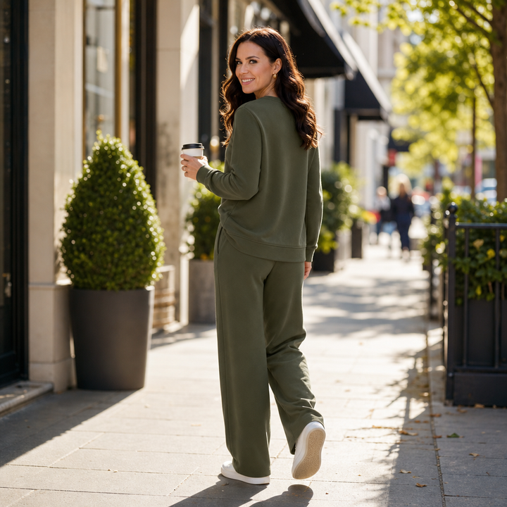 Wearbella – Pleated Round-Neck Loungewear Set