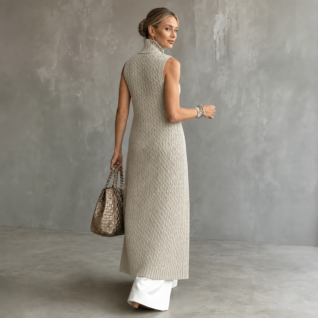 Elara Knit – Cable-Knit Longline Vest