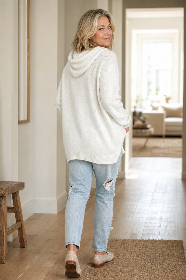 Wearbella – Oversized Drawstring Hooded Knit Sweater