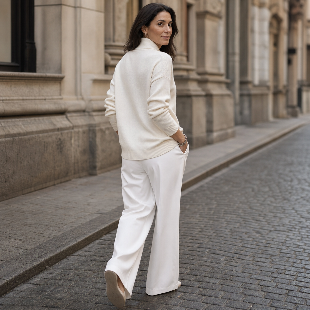 Antonia – Draped Shawl-Collar V-Neck Sweater