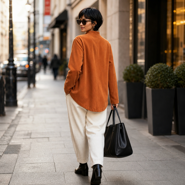 Overa – Burnt Orange Asymmetrical Statement Jacket