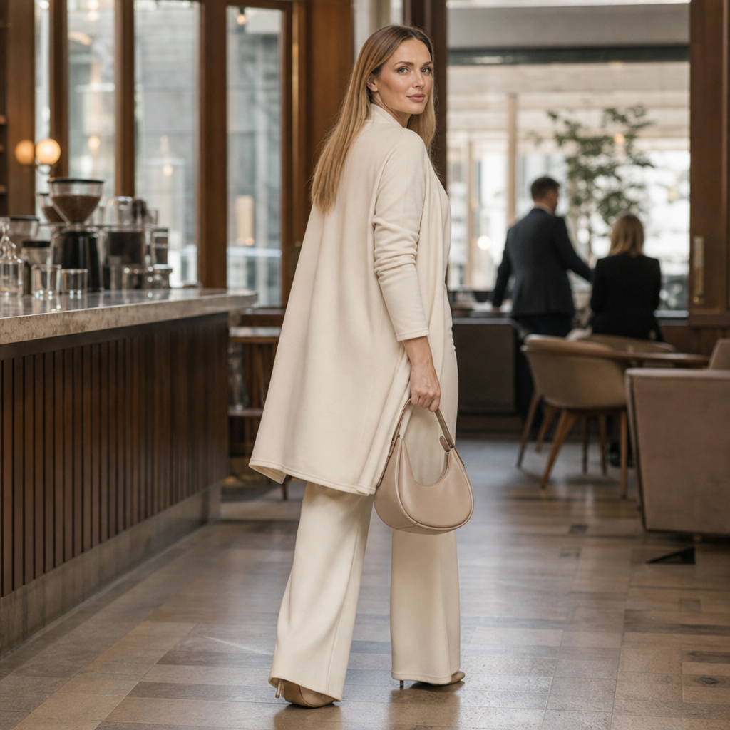 Veloura – Long Cardigan Top And Pants Set