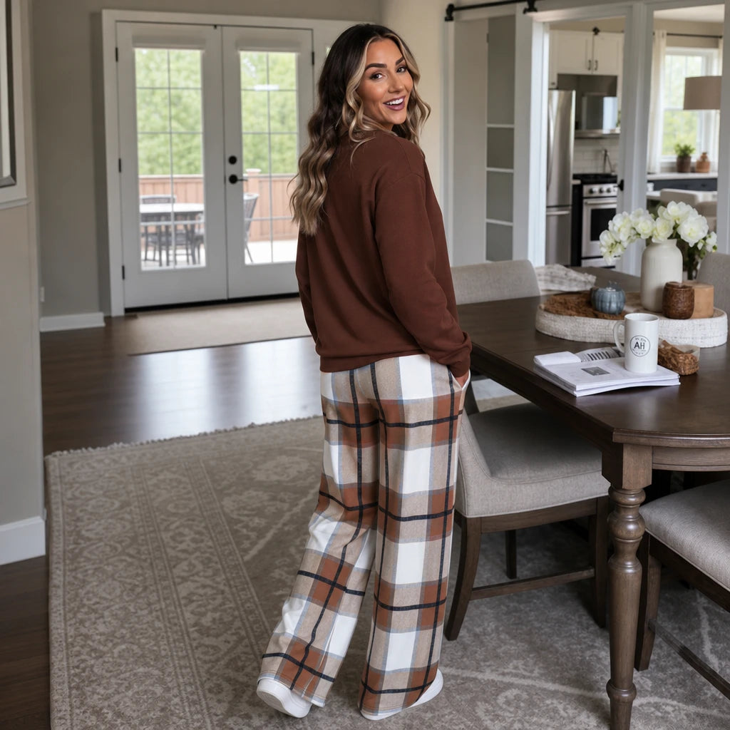 Wearbella – Crewneck Sweatshirt And Wide-Leg Pants Set
