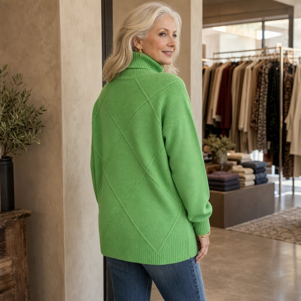 Argylelle – Diamond-Knit Turtleneck Sweater