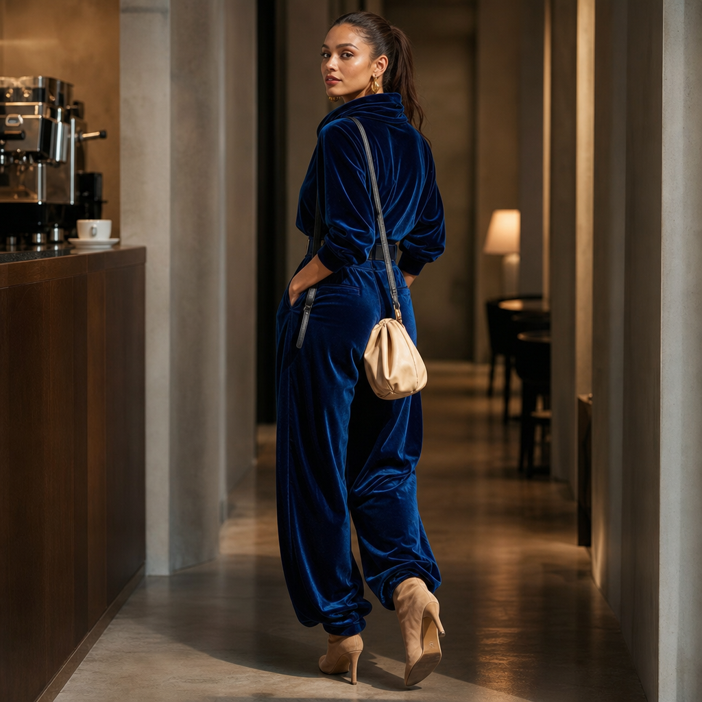 Veloura – Belted Velvet Hoodie And Trouser Set