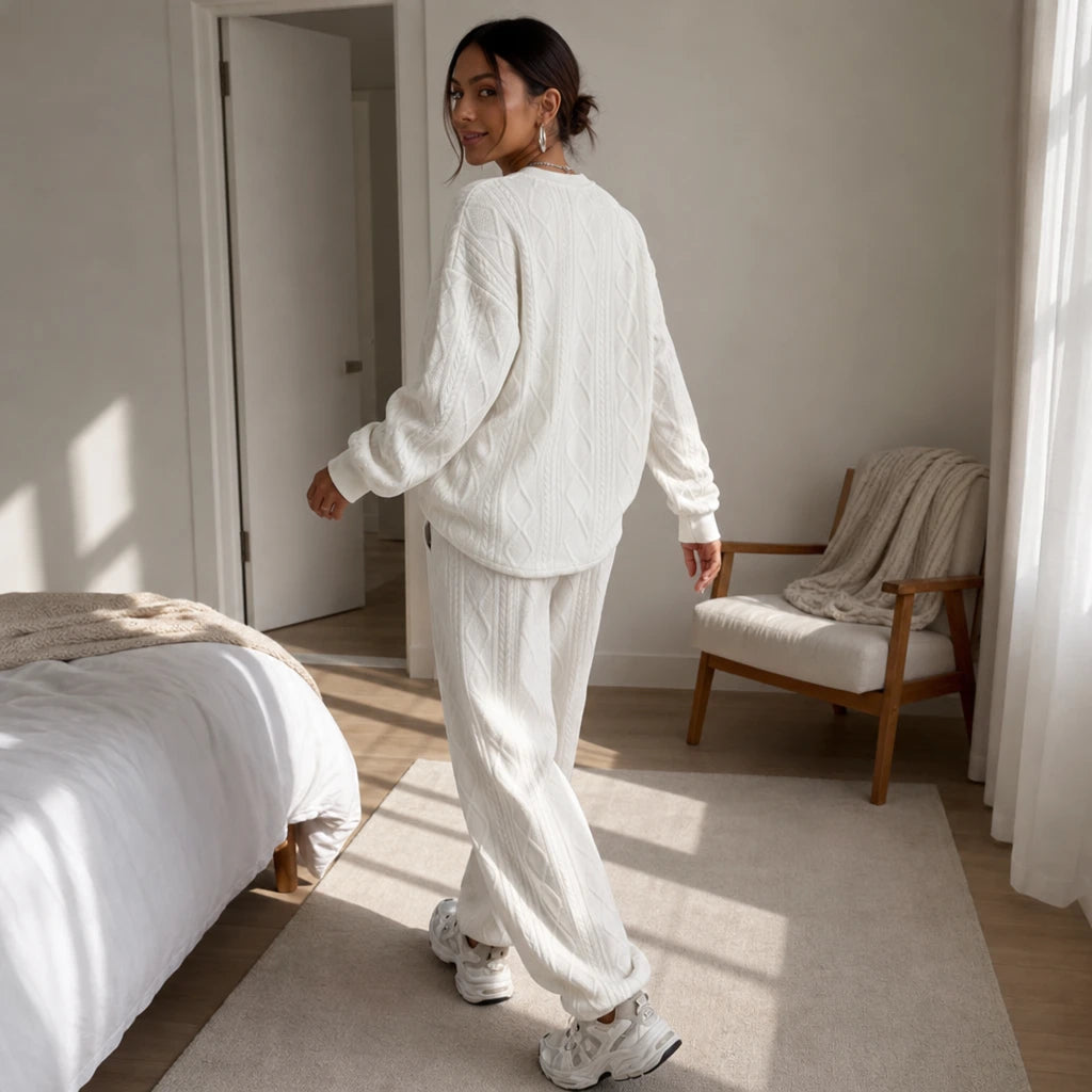 Cablea – Cable-Knit Sweater And Jogger Set