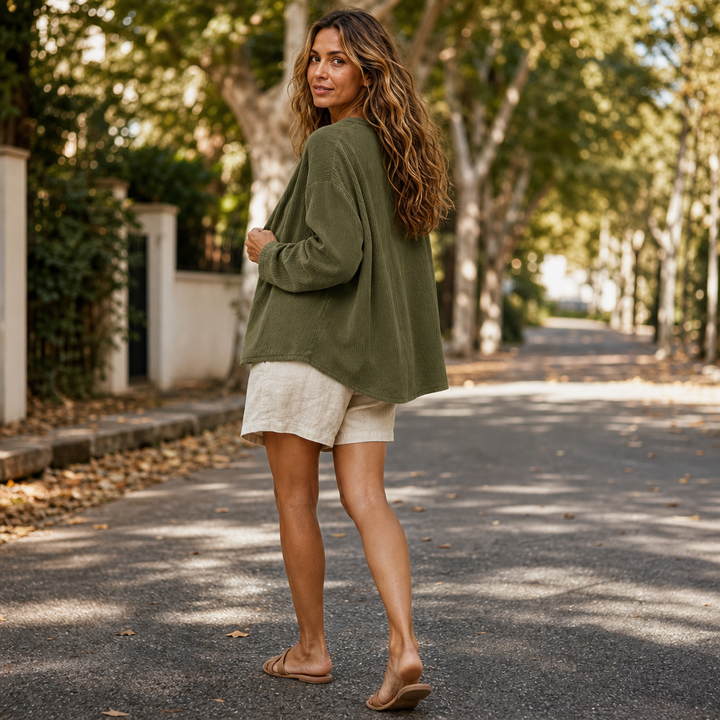 Corabelle – Rib Open-Front V-Neck Cardigan