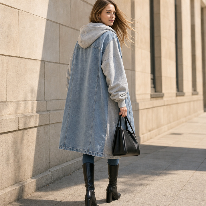 Denimova – Washed Denim And Hooded Sweatshirt Jacket