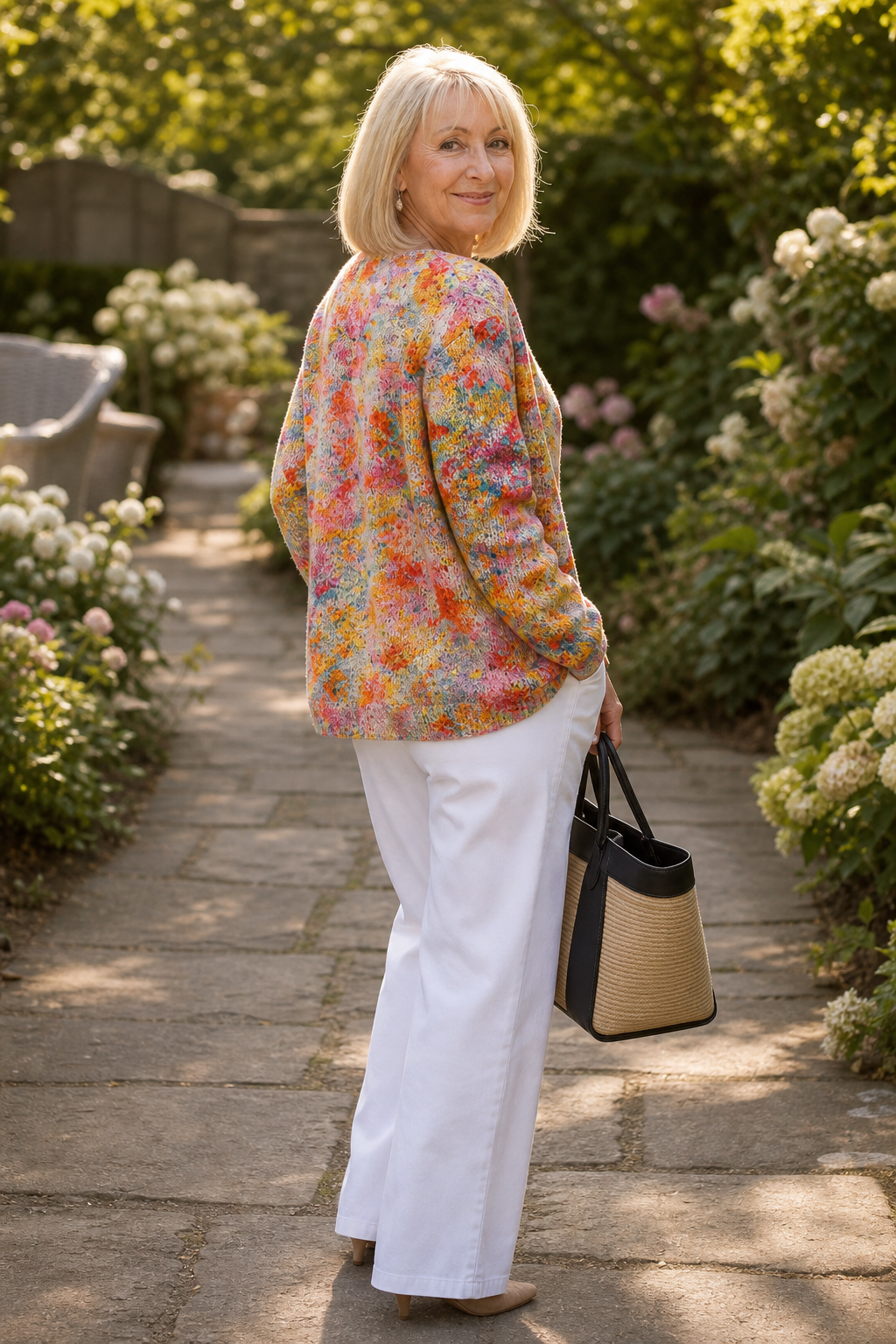 Helena – Floral Print Open-Front Knit Cardigan
