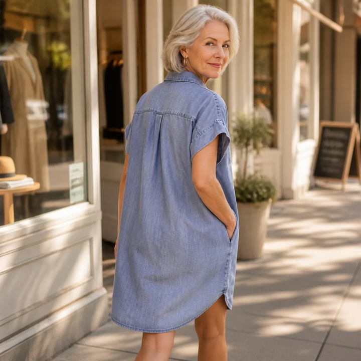 Zipdaya – Adjustable Zip-Front Denim Shift Dress