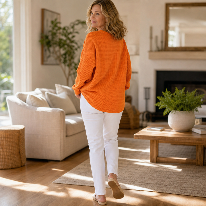 Wafflemoore – Waffle-Knit Relaxed Pullover Sweatshirt