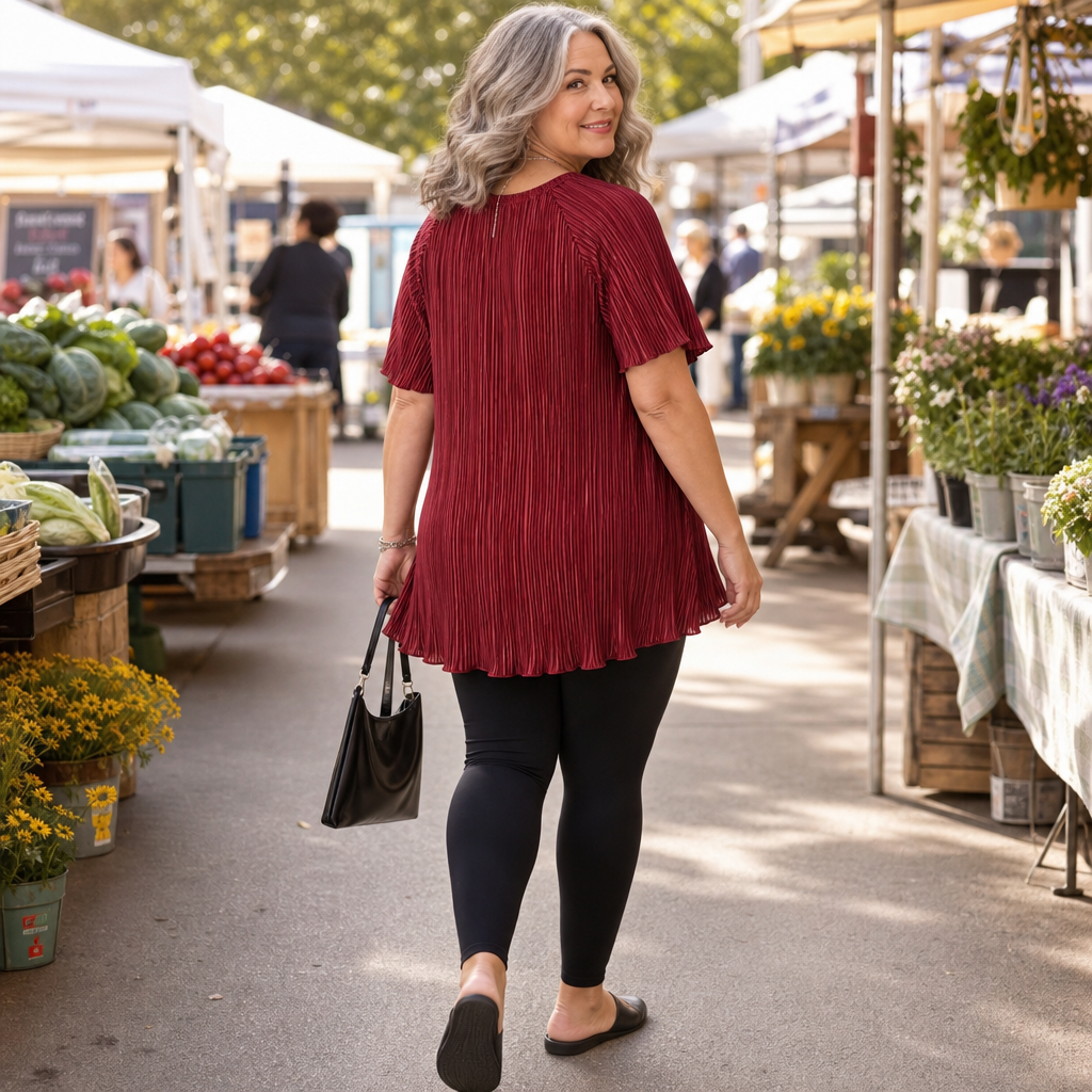 Wearbella – Pleated Wide-Fit Button-Up Blouse