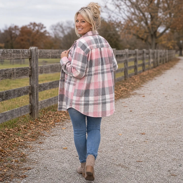 Plaidwell – Plaid Waist-Length Shirt Jacket