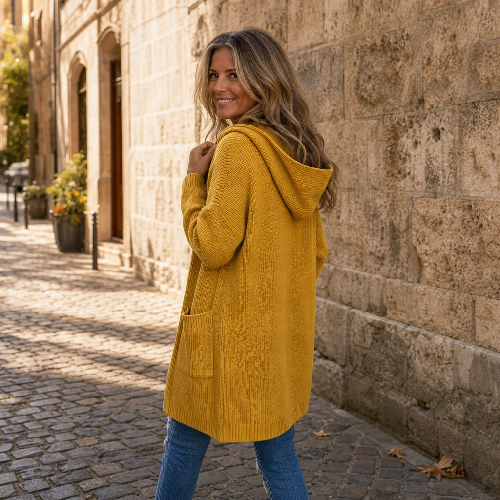 Coziva – Hooded Button-Front Knit Cardigan