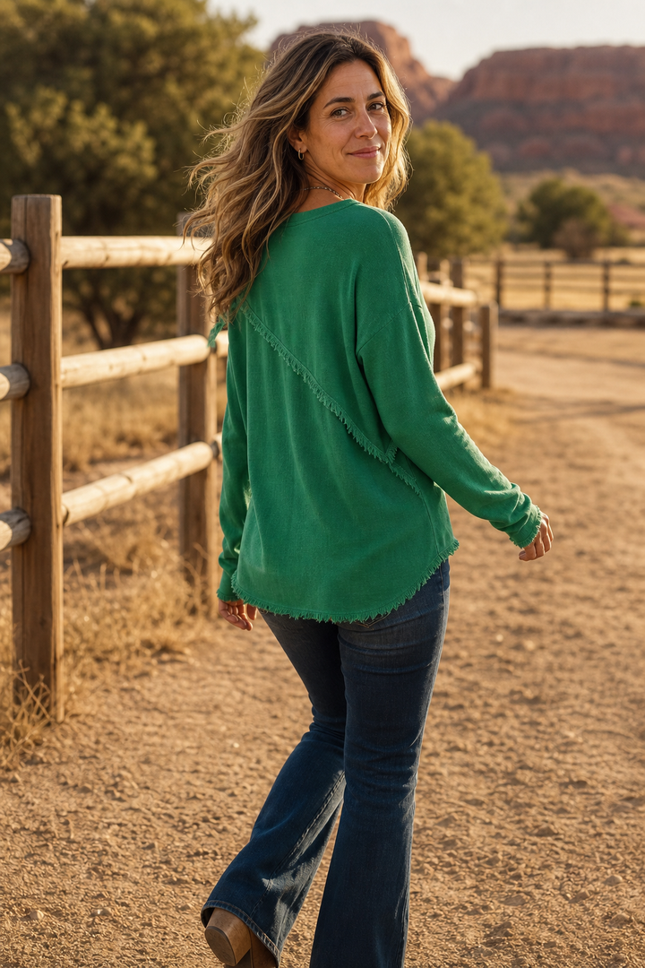 Fringewalk – Diagonal Fringe Slub Hemp Crewneck Sweater