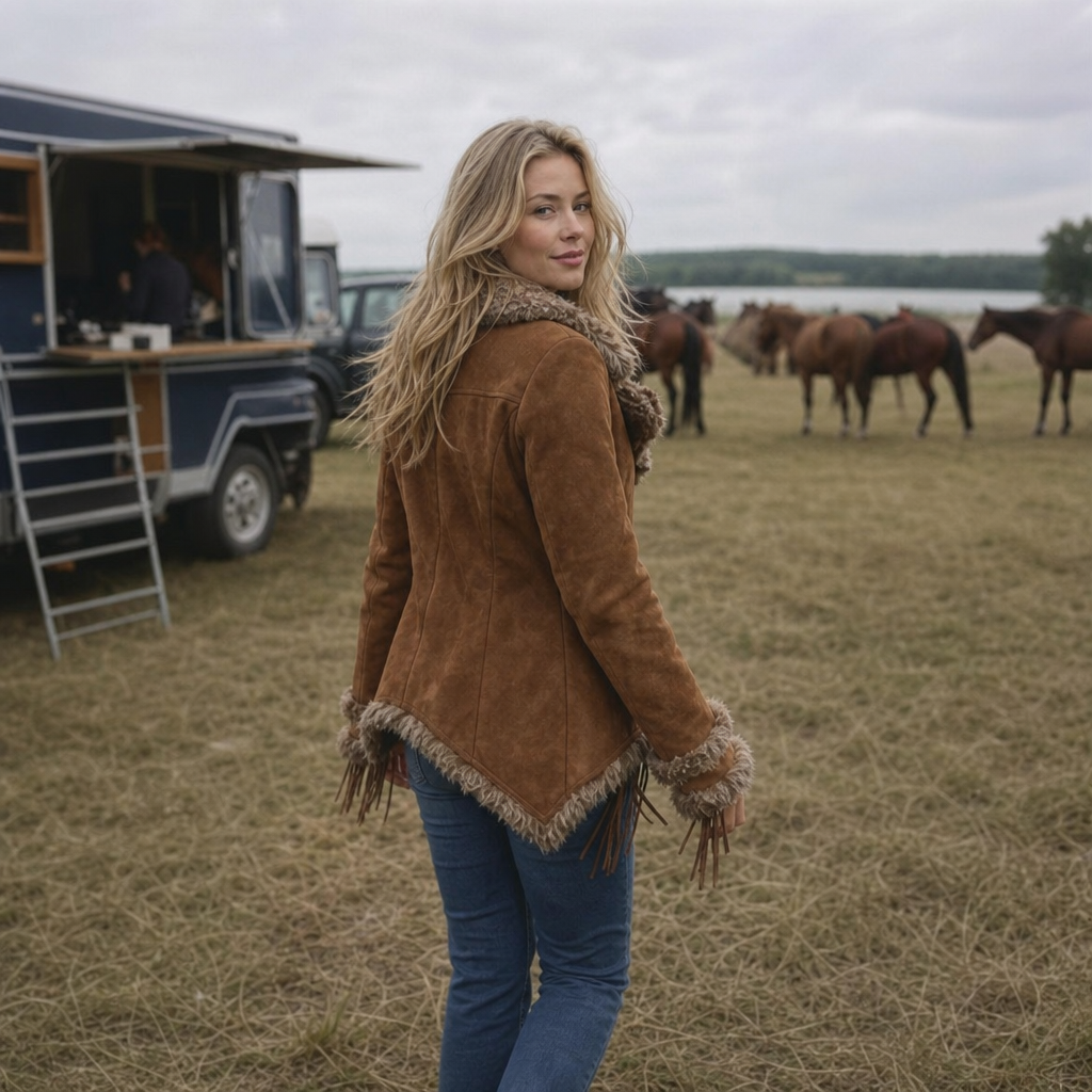 Westella – Faux Suede Fringe Western Jacket
