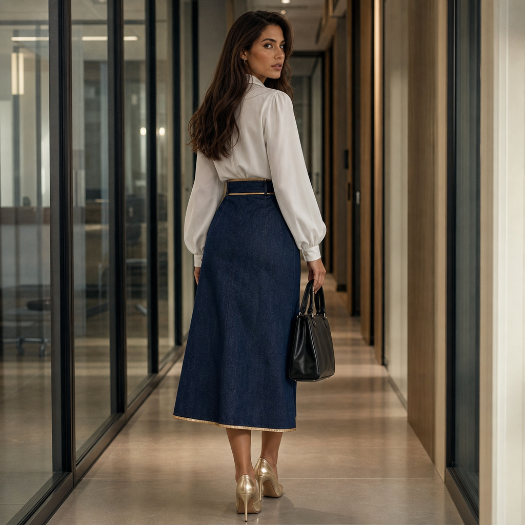 Wearbella – Asymmetric Wrap Denim Midi Skirt