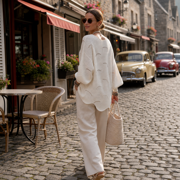 Wearbella – Hollow Wave Batwing Sleeve Sweater
