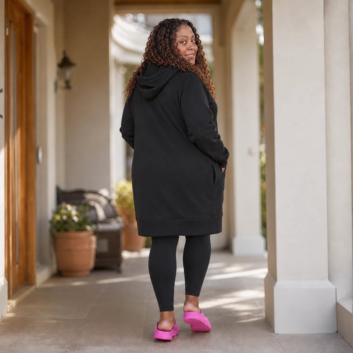 Cozyline – Knee-Length Fleece-Lined Zip-Up Hoodie