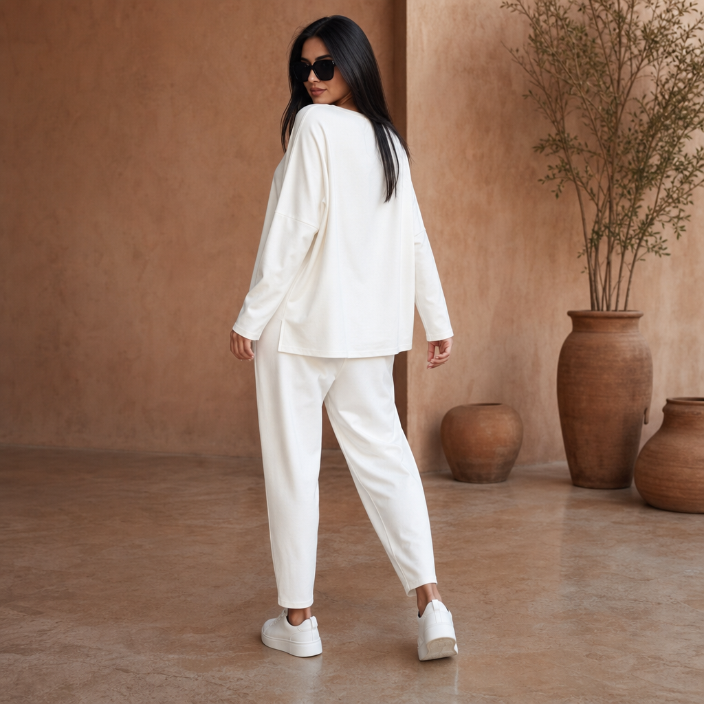 Wearbella – Pleated Wide-Leg Loungewear Set