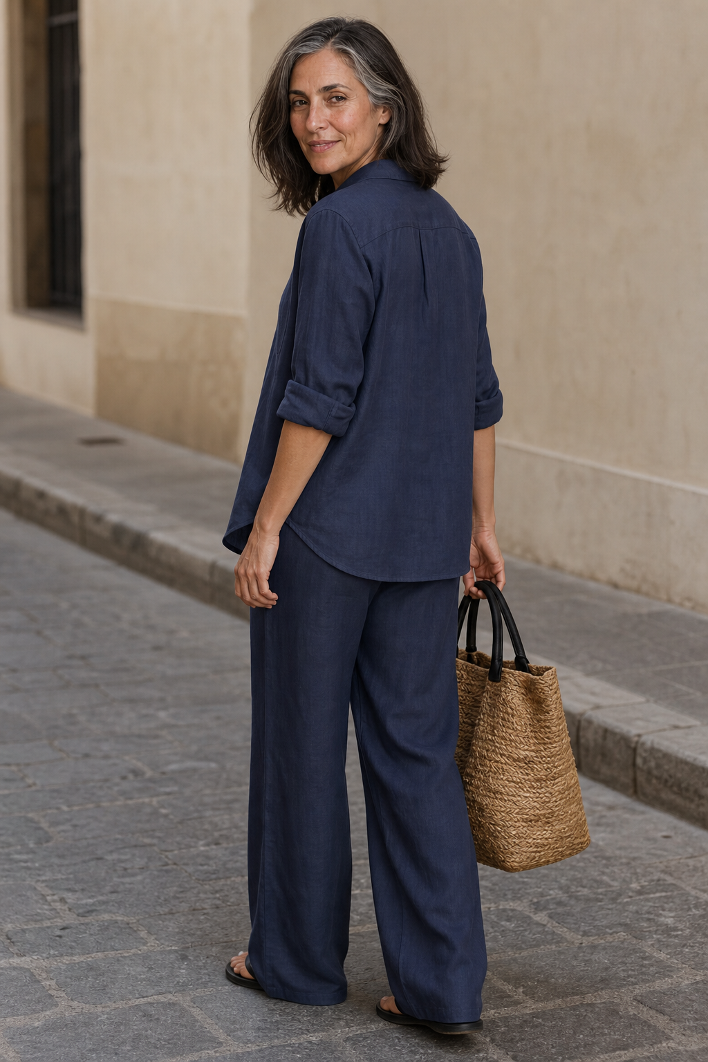 Setwell – Wide-Leg Pants And Shirt Two-Piece Set
