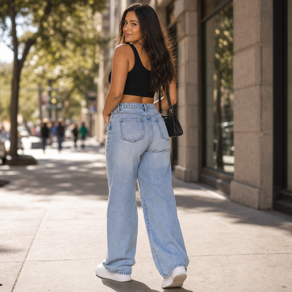 Vela Denim – High-Rise Relaxed Straight-Leg Jeans