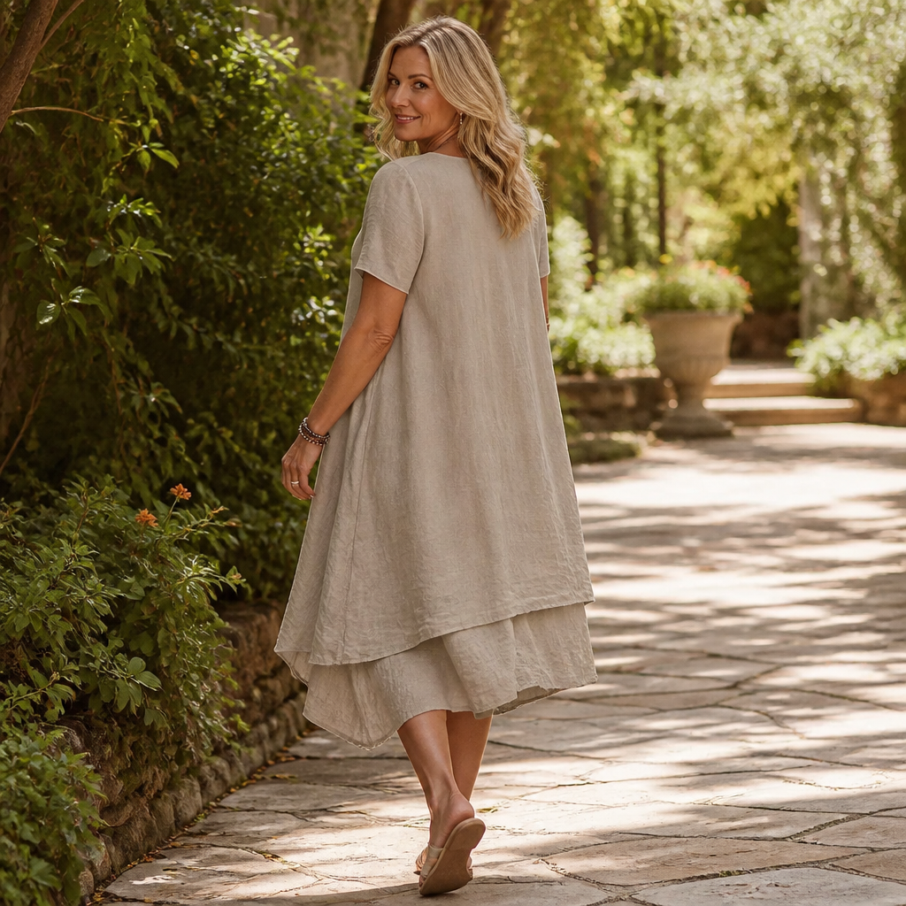 Linora – Double Hem A-Line Cotton-Linen Dress