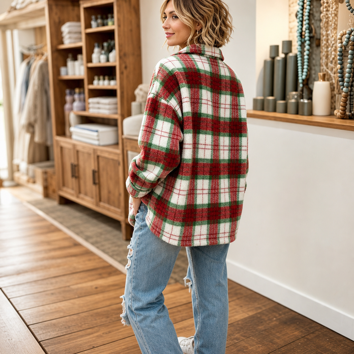 Coziveigh – Oversized Fleece Plaid Shacket