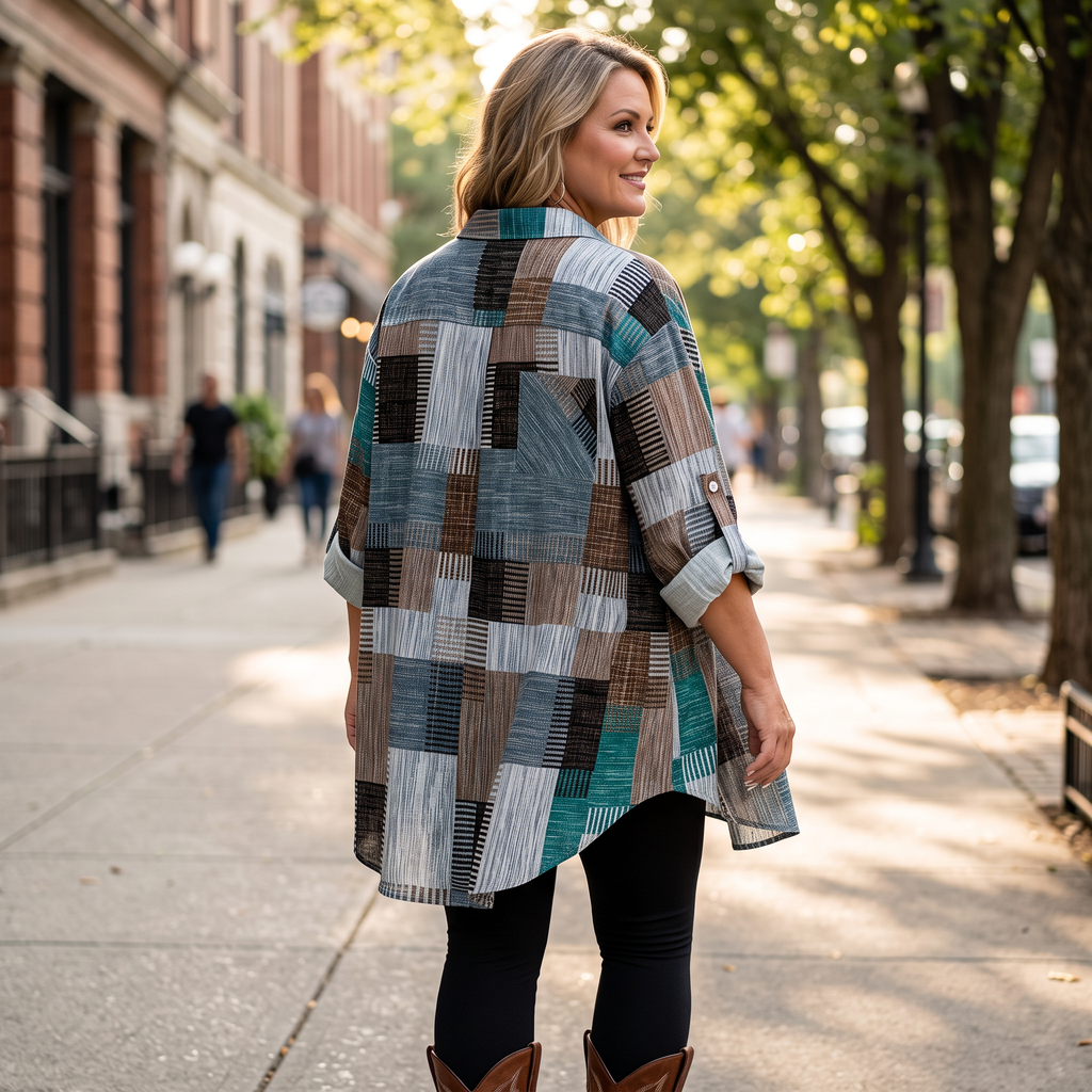 Plaidwell – Colorful Patchwork Plaid Button-Up Shirt