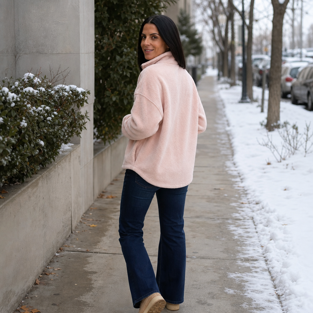 Cozyline – Dropped-Shoulder Quarter-Zip Sweatshirt