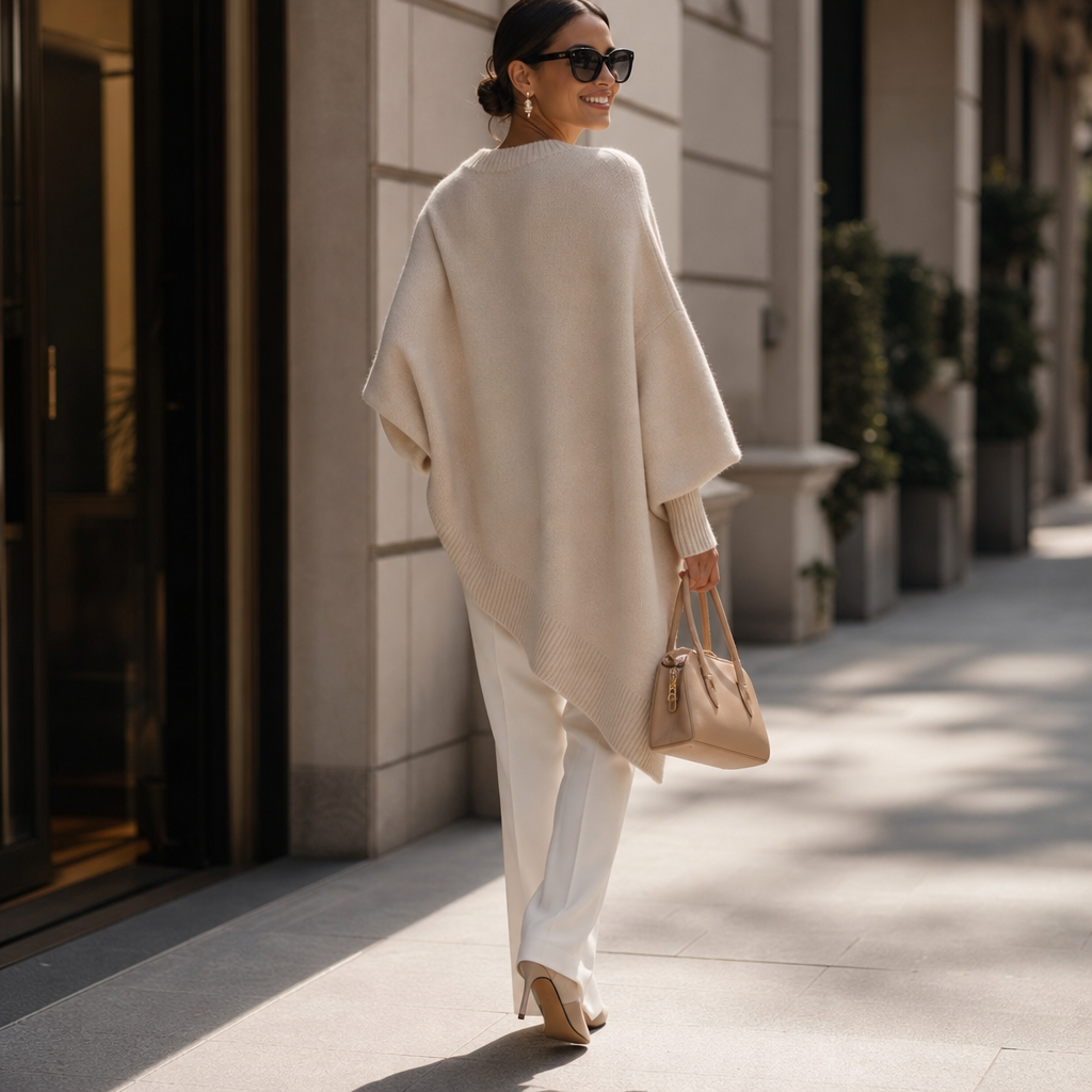 Livia – Oversized Wide-Sleeve Knit Poncho Sweater