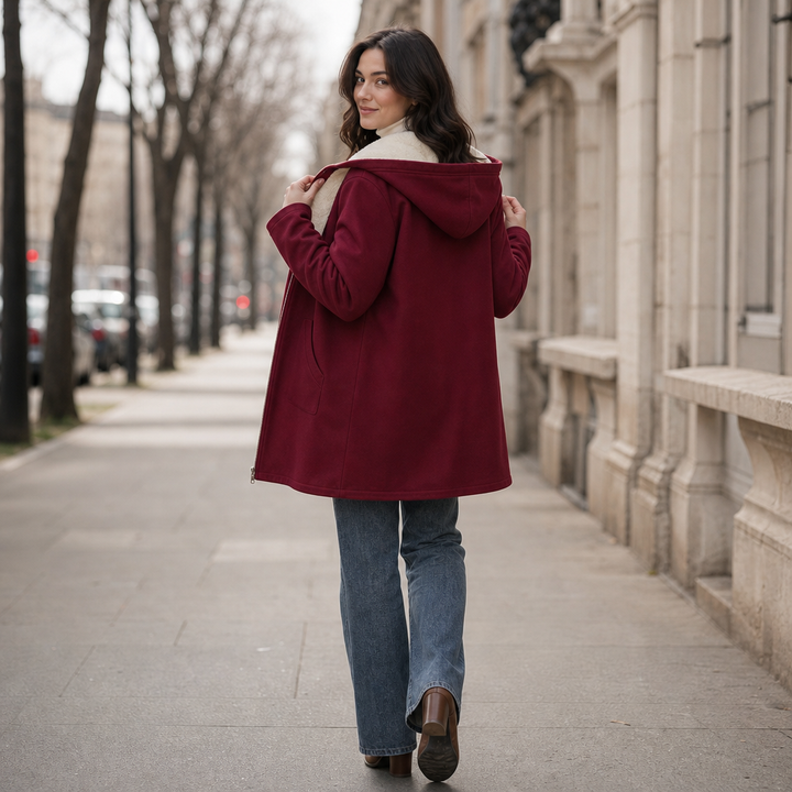 Cozelle – Fleece-Lined Hooded Mid-Length Jacket