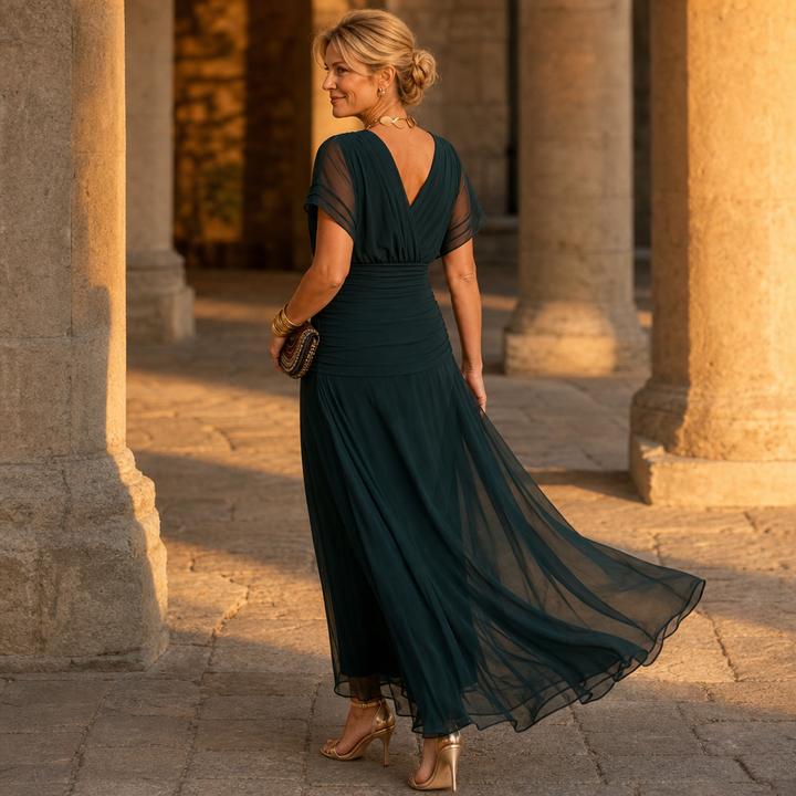 Veloura – Off-The-Shoulder Draped Mermaid Maxi Dress